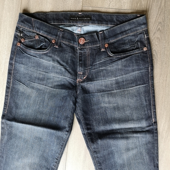 Rock & Republic Flare Rose Gold Jeans Mid Rise 30 - Picture 6 of 11